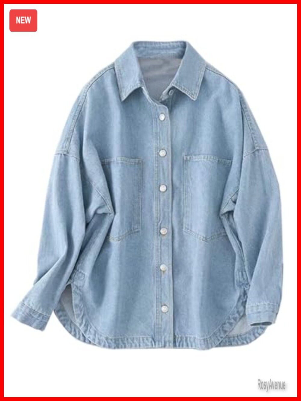 Women Oversized Denim Shirt Jacket Long Sleeve Button Down
